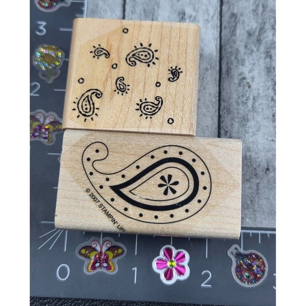 Stampin' Up! Paisley Background Design Lot of 2 Rubber Stamp Wood #S71